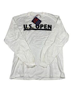 Vintage USTA US Open Tennis Shirt Mens L Long Sleeve USA Flag Graphic NWT